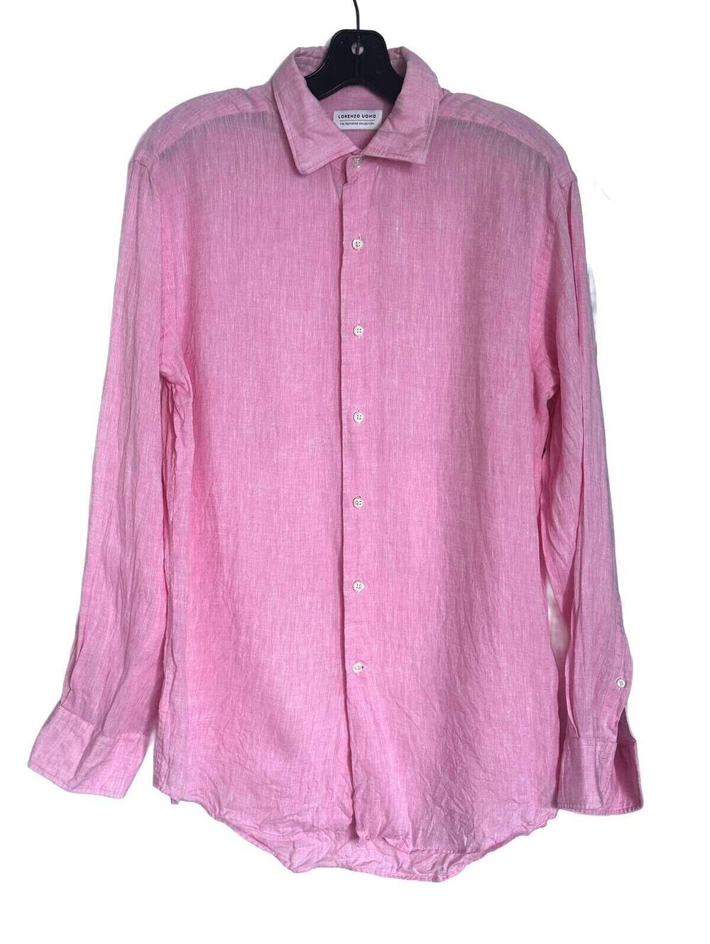 Lorenzo Uomo The Portofino Collection Pink 100% Linen Shirt - Size 15½ 32/33